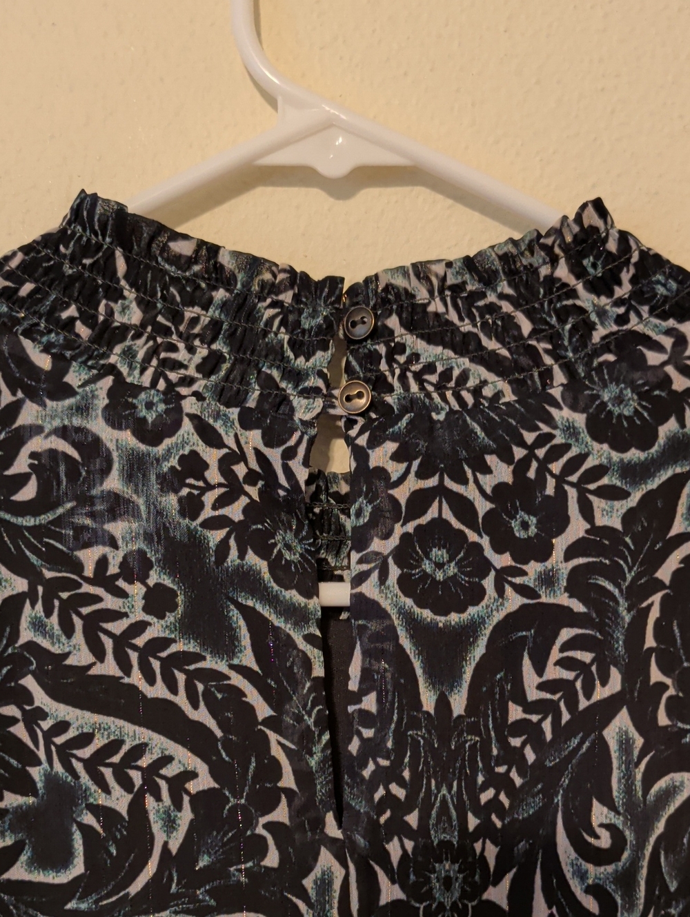 Kut from the Kloth Black and Green Floral-Scroll Long Sleeve Tunic Dress - Picture 6 of 6
